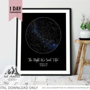 Descarga digital de mapas de estrellas, signos de mapa de cielo nocturno personalizado, regalo personalizado de mapa de estrellas, regalo para ella, mapa de estrellas personalizado, regalo del día de San Valentín