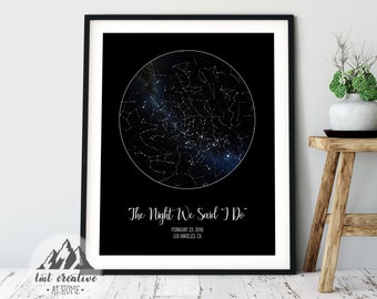 Star Map Print or Framed, Signs Custom Night Sky Map, Personalized Gift, Personalized Star Map, Valentines Day Gift, Valentines Gift for Her
