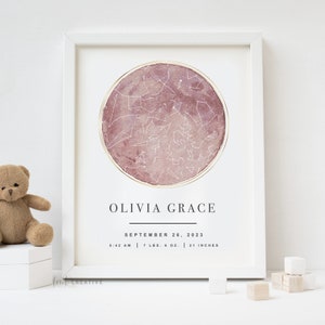 Custom Baby Print, Gift For New Parents , Newborn Star Map, Baby Star Map, Personalized Nursery Printable, Constellation Print, Moon Print