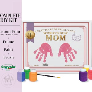 Personalized Mothers Day Gift, Handprint art kit, DIY gift, Gift for Mom, Gift from kids, World&#39;s Best Mom Award, Mom Birthday Gift