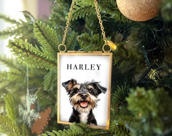 Custom Pet Portrait Ornament – Custom Gold Frame, Personalized Christmas Pet Gift, 2025 Pet Ornament, Dog Ornament, Cat Ornament
