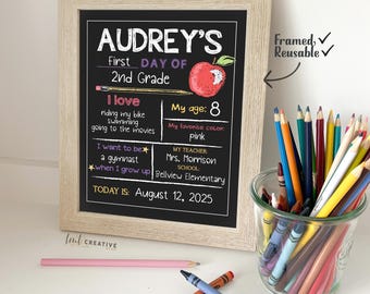 Personalized Back to School Sign, First Day Of School Sign, Reversible First Day Of School Sign, Last Day Of School, Reusable, Last Day