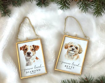 Custom Pet Memorial Ornament – Custom Gold Frame, Personalized Christmas Pet Gift, 2025 Pet Portrait Ornament, Dog Ornament, Cat Ornament