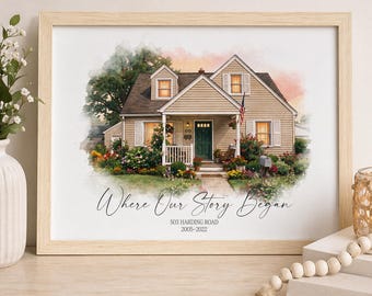 Custom House Portrait Gift for Mom, Home is Where Mom Is, Personalized Family Home Illustration, Mother’s Day Gift from Kids