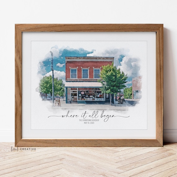 Where We Met, Where It All Began, Custom house portrait, Our First Date, Engagement Gift, Anniversary Gift, Where He Proposed, Valentine