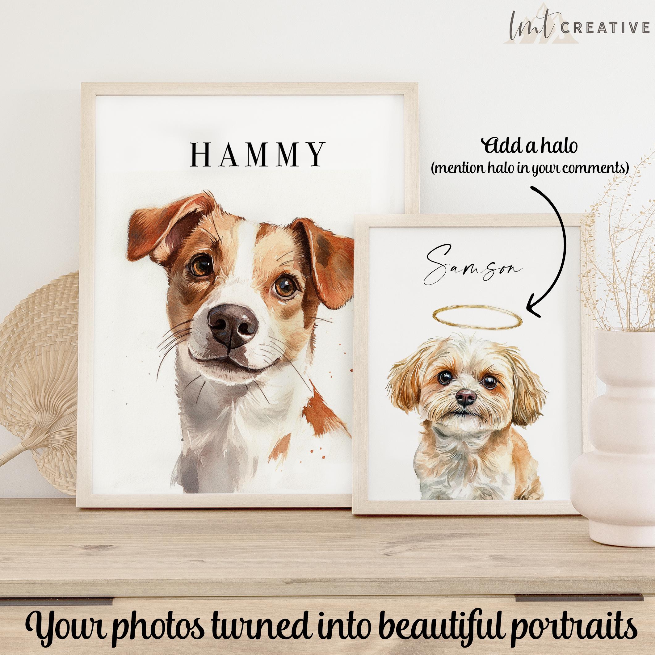 Custom Pet Portrait From Photo Custom Watercolor Custom Dog