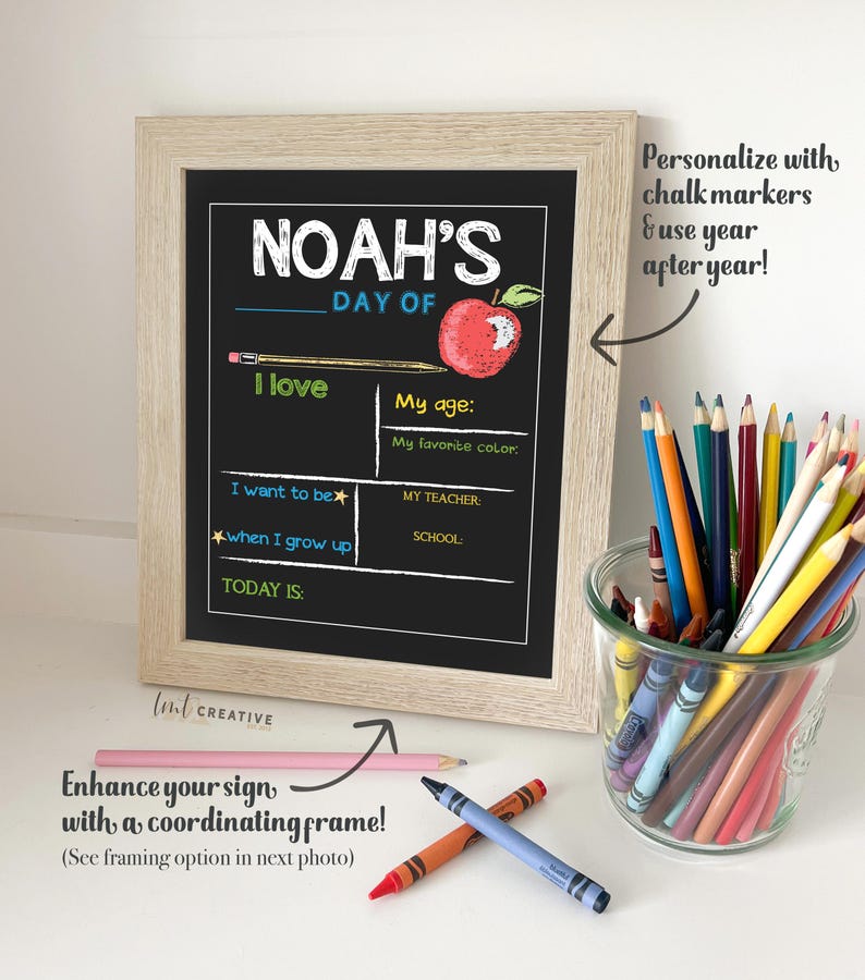 Personalized Back to School Sign, First Day Of School Sign, Reversible First Day Of School Sign, Last Day Of School, Reusable, Last Day immagine 2