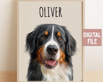 Custom Digital Pet Portrait From Photo Custom Pet Portrait Custom Dog Portrait Pet Memorial Gift Pet Loss