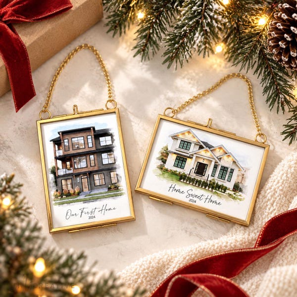 Personalized House Portrait Ornament – New Home Christmas Gift Keepsake, First Home Gift, Christmas Keepsake, Realtor Gift Ornament 2026