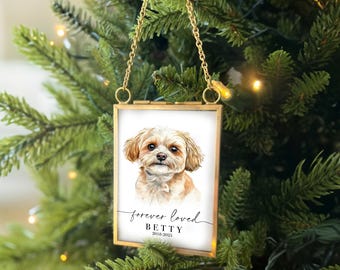 Custom Pet Memorial Ornament – Custom Gold Frame, Personalized Christmas Pet Gift, 2025 Pet Portrait Ornament, Dog Ornament, Cat Ornament