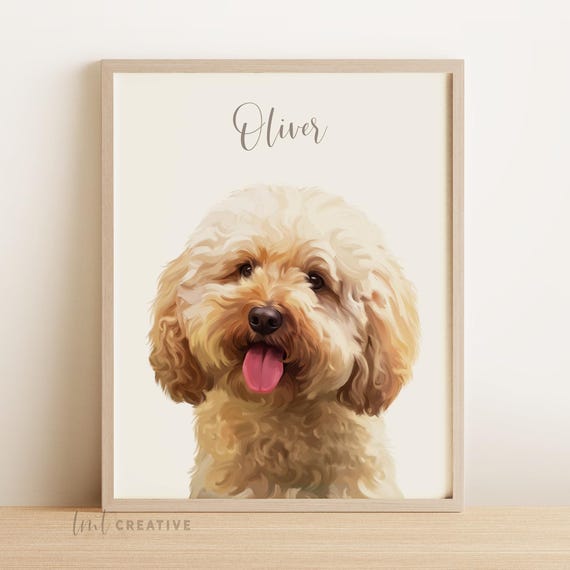 Custom Pet Portrait From Photo | Personalized Dog & Cat Portrait | Modern Pet Illustration | Framed Pet Gift