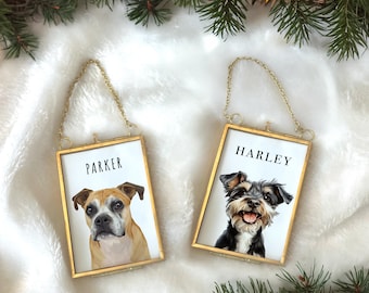 Custom Pet Portrait Ornament – Custom Gold Frame, Personalized Christmas Pet Gift, 2025 Pet Ornament, Dog Ornament, Cat Ornament