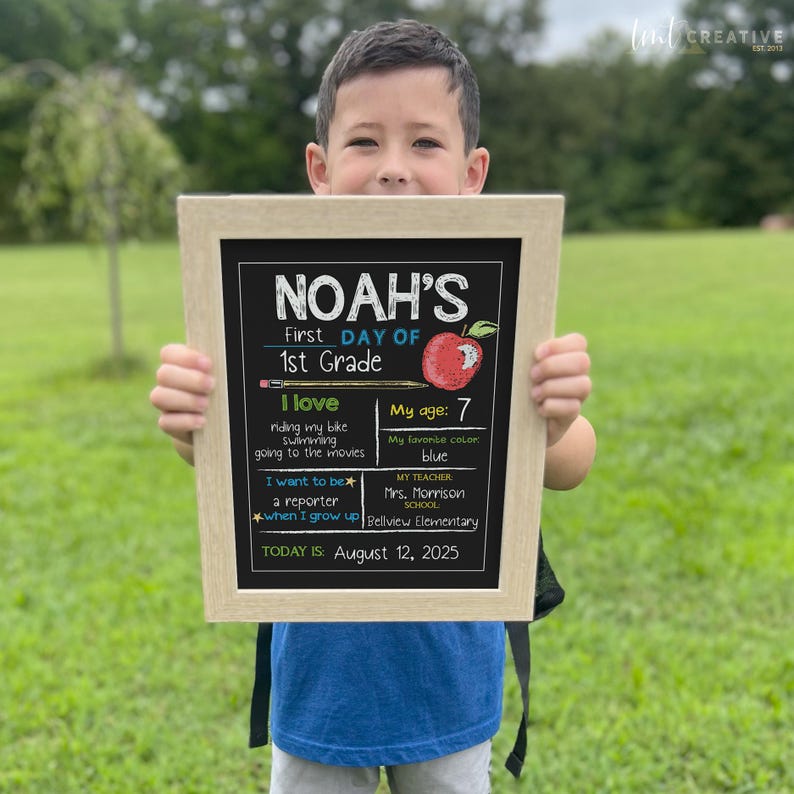 Personalized Back to School Sign, First Day Of School Sign, Reversible First Day Of School Sign, Last Day Of School, Reusable, Last Day immagine 6