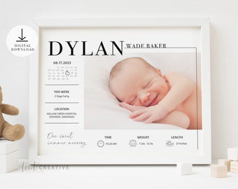 Benutzerdefinierte Baby Stats Zeichen, neues Baby personalisiert, Baby Mädchen Baby Jungen Kinderzimmer, personalisierte Baby Zeichen, Geschenk für neue Eltern Neugeborenen Geschenk DIGITAL