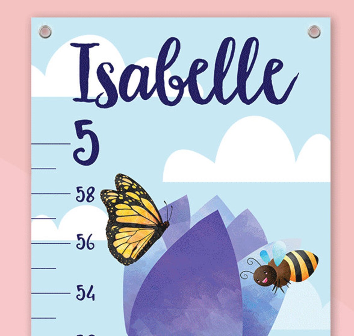 Garden Flower Growth Chart. Personalized Canvas Growth Chart. Etsy