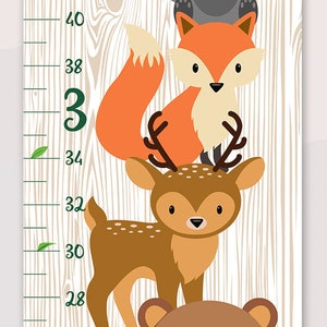 Woodland Growth Chart. Personalized Growth Chart. Personalized Growth Chart Girl. Growth Chart Ruler. Nursery Decor. Girls Room Decor.
