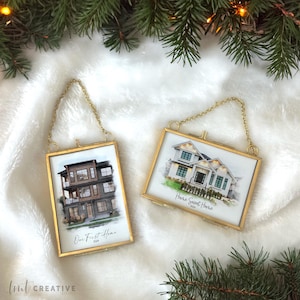 Personalized House Portrait Ornament â€“ New Home Christmas Gift Keepsake, First Home Gift, Christmas Keepsake, Realtor Gift Ornament 2024