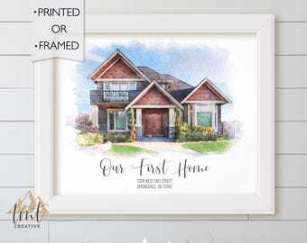 Custom House Portrait, Gift for Home, Personalized Gift, Home Gift, Housewarming Gift, Realtor Closing Gift, Watercolor House Portrait
