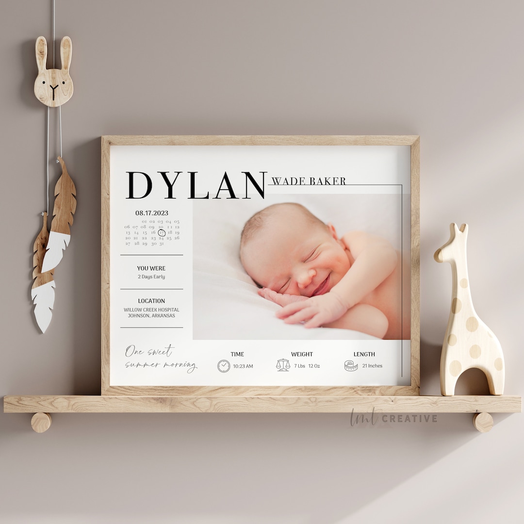 Custom Baby Stats Sign, New Baby Personalized, Baby Girl Baby Boy ...