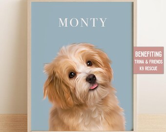 Custom Pet Portrait Benefiting Trina and Friends K9 Rescue - Holiday Fundraiser