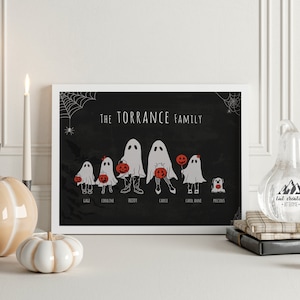 Halloween Family Sign, Personalized Halloween Sign, Ghost Family Portrait, Halloween Decorations, Ghost Family Print, Halloween Decor image 4