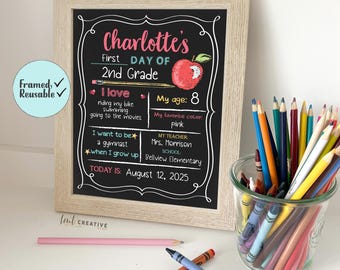 Personalized Back to School Sign, First Day Of School Sign, Reversible First Day Of School Sign,  Last Day Of School, Reusable, Last Day