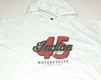 Vintage Indian Scout Motorcycles Shirt Adult Large / XL Hoodie 100% Cotton Long Sleeve Biker Tee Made in Canada 90s