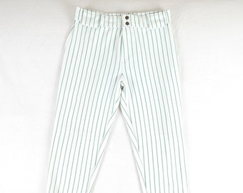 Vintage Athletic Knit Pin Striped Baseball Pants, Adult Medium, Made in Canada 1970s