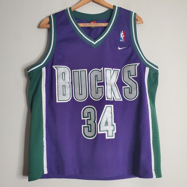 Vintage Nike Ray Allen Milwaukee Bucks Jersey Men's Medium NBA Basketball #34 Made in Korea 90s