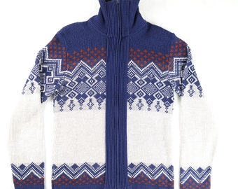Vintage Sears Premiere Zip Up Sweater, Men's Medium, Fair Isle Knit, Made in Canada