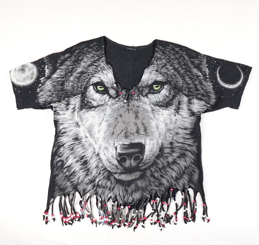 T-shirt Vintage Homme Jerzees XL - Imprimé Loup, Coton, Années 90 USA
