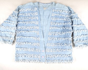 Vintage Southern Image Fringed Chambray Jacket, Women's XXL