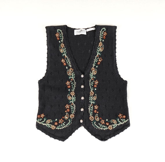 Vintage Jantzen Hand Embroidered Sweater Vest Wom… - image 1