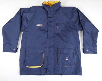 Vintage Tommy Hilfiger Blue Rain Jacket, Size Extra Large, Removable Fleece Lining Size, 90s