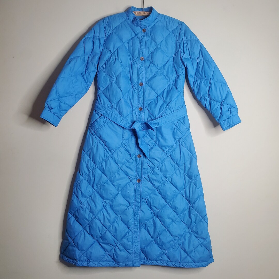 Vintage Eddie Bauer Down Quilted Duster Jacket Women's Size Large Black