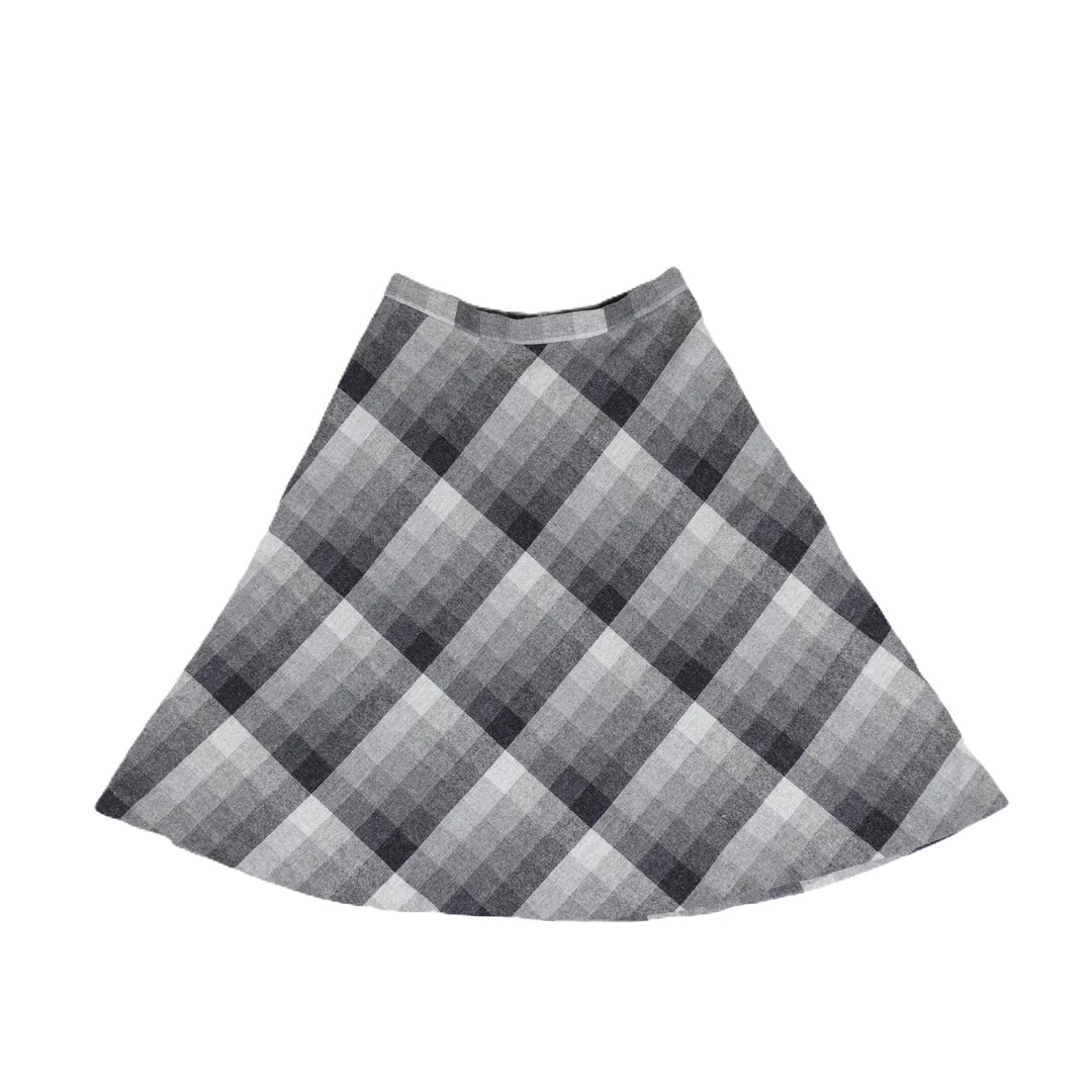 All-over print long A-line tiered skirt, women's size XS unclear brown type Vintage Second Hand