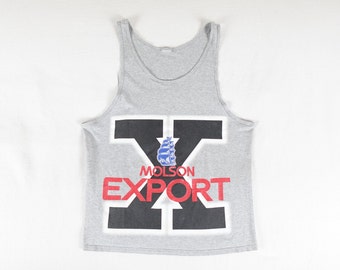 Vintage Molson Export Tank Top Shirt Adult Medium / Large Canadian Beer Graphic Sleeveless 90s