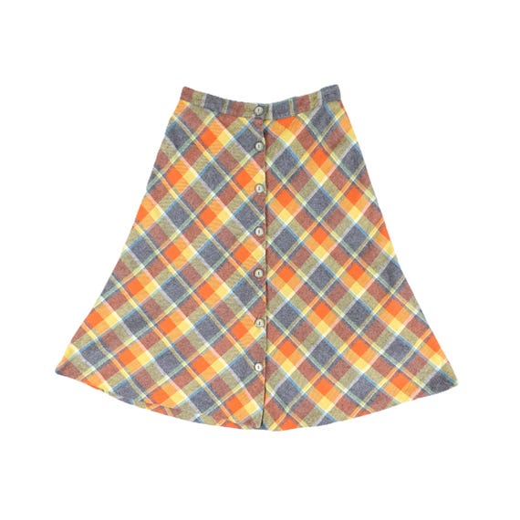 Vintage 1970s Pendleton Orange and Blue Plaid Wool Pencil Skirt Vintage 1970s Pendleton Orange and Blue Plaid Wool Pencil Skirt