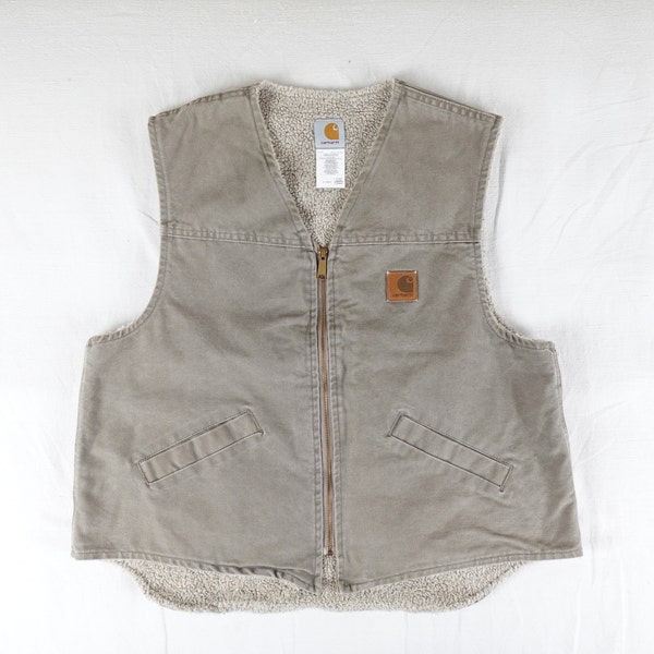 Vintage USA Carhartt Vest Adult XL Sherpa Lined Cotton Canvas Workwear Union Made 80s 90s