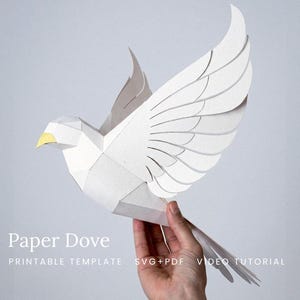 Taube Papierskulptur | SVG & PDF Vorlage | Heiliger Geist Peace Symbol | Weihnachtsdekoration oder Hochzeitsdeko.