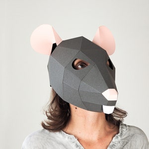 Rat Mask Papercraft 3D, PDF and SVG Template. Printable Low Poly Mask ...