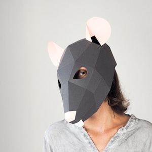 Rat Mask Papercraft 3D, PDF and SVG Template. Printable Low Poly Mask ...