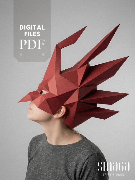 Phoenix Bird Mask: DIY Witch Costume, 3D Papercraft (Digital Download)