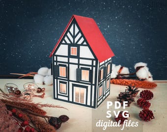 Pappershus SVG-mall: Julby, DIY vintermanteldekor.
