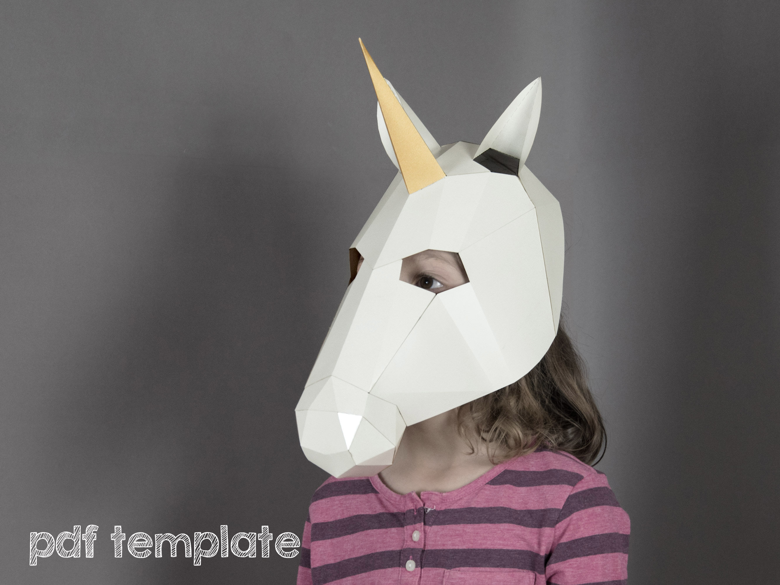 printable unicorn mask low poly mask unicorn papercraft etsy
