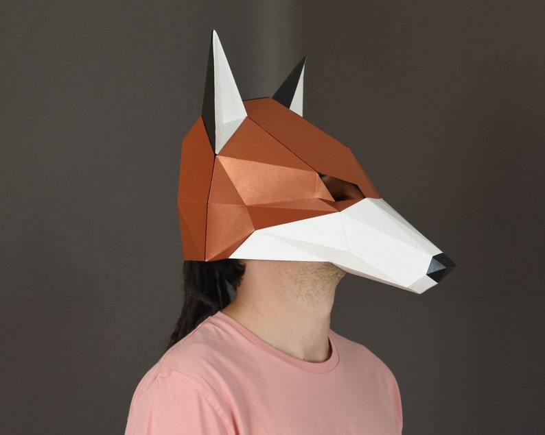 Printable Fox mask 3d papercraft low poly mask. Animal mask | Etsy