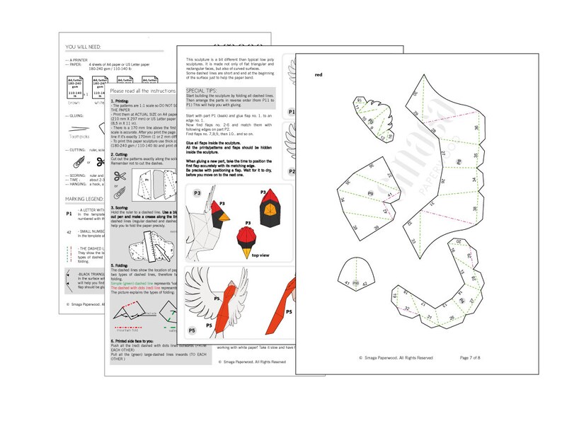 Peut inclure: Un mod&egrave;le de cardinal en papier &agrave; assembler. Le mod&egrave;le est fait de papier blanc et rouge et comporte des marques d&eacute;taill&eacute;es pour le pliage et le collage.