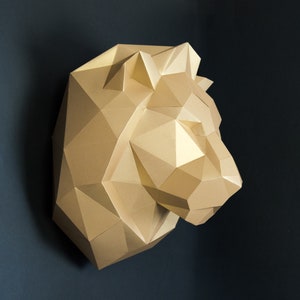 Lion 3d papercraft: Origami wall decoration. Printable animal sculpture, Unique DIY gift for him. image 3