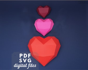 3D Paper Heart Template: DIY Low Poly Sculpture (PDF & SVG)