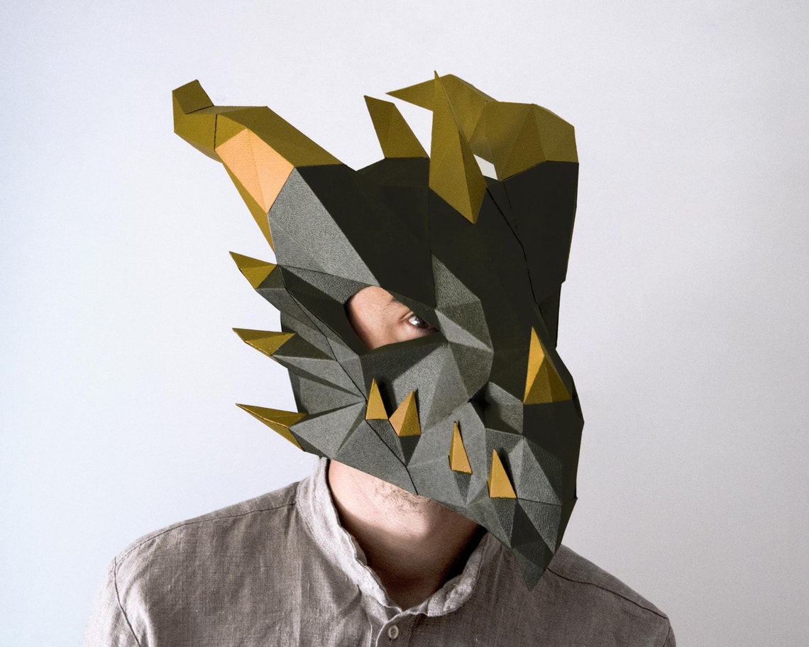 Printable Dragon Mask Chinese New Year DIY Mask Dragon Etsy